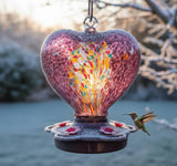Awa Nest Hand Blown Glass Hummingbird Feeder – 28 Oz, Leak-Proof, Rust-Proof Base, Ant & Bee Proof (Purple)