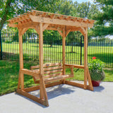 Backyard Discovery Callahan Cedar Pergola Swing Bench – 2-Person Outdoor Swing with Trellis, 600 lb Capacity