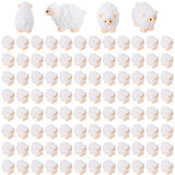 Guiqulai 100Pcs Mini White Sheep Resin Figurines for Fairy Gardens & DIY Decor