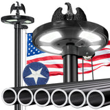 LNEUIE 25FT Heavy Duty Flag Pole with 144 LED Solar Light - 12-Gauge Aluminum