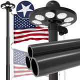 Panopole Upgraded 9-Gauge Heavy-Duty Flag Pole Kit with 136 LED Solar Light – 20FT, 120 MPH Wind, 3mm Thick Wall, 3in Wide, 300D USA Flag