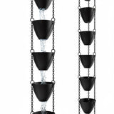 Rain Chains Direct Cascading Bowls – Heavy Rain Flow for 8–10 ft Drops, Black Aluminum