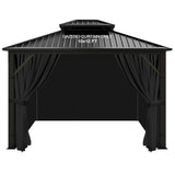 slashome 10'x12' Gazebo Curtains – Waterproof 4-Panel Replacement with Sidewalls (Black)