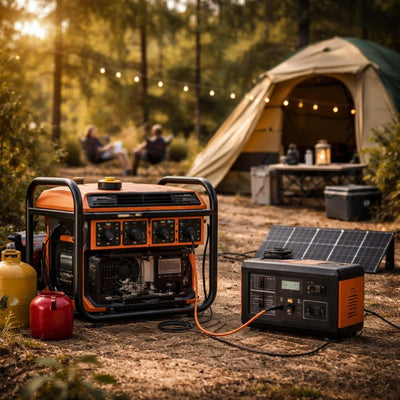 Portable generator and power station for outdoor backup power