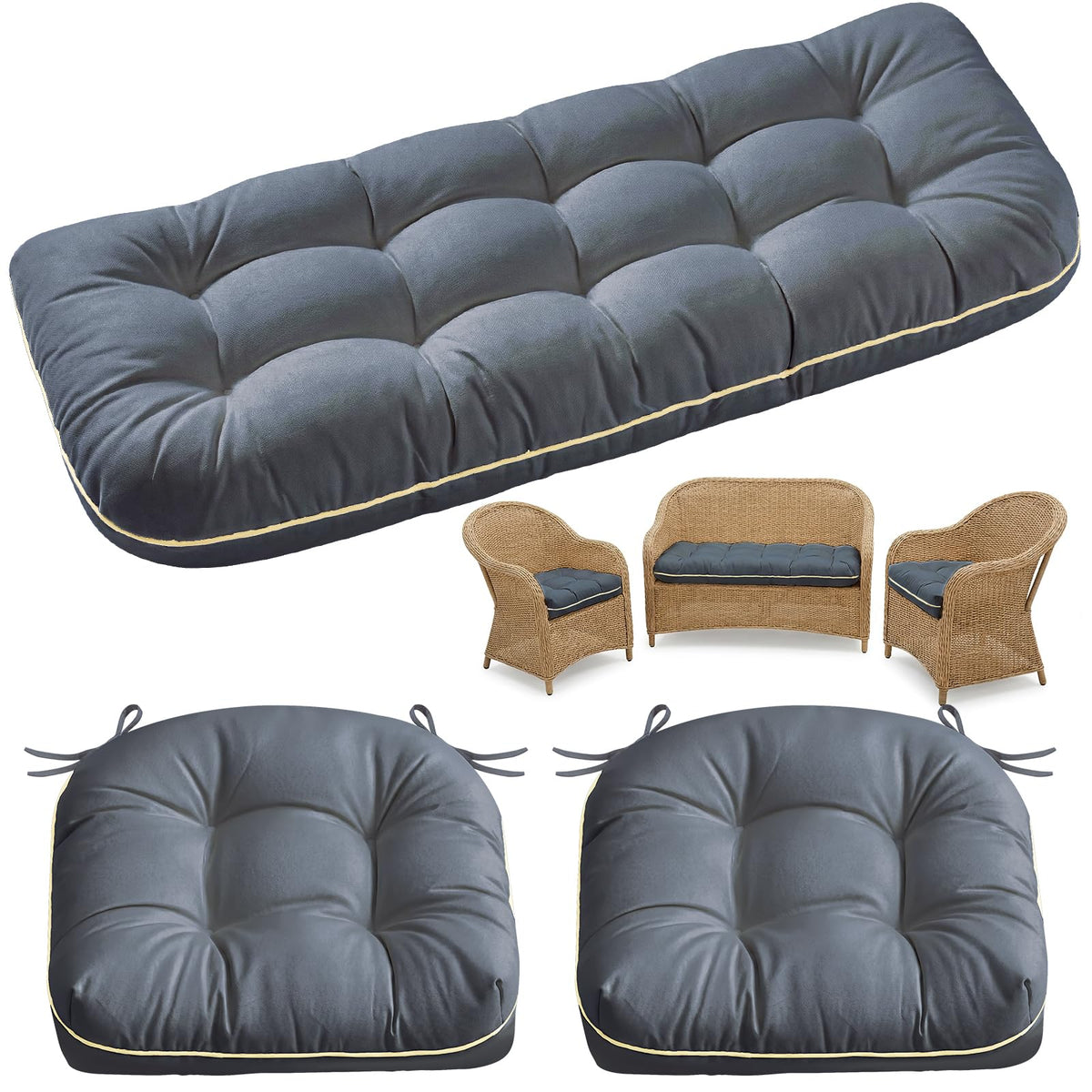 1 Middle One wicker loveseat cushion 44x19 for superior comfort