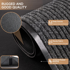 100pointone front door mat low-profile 1/4-inch clears doors smoothly.