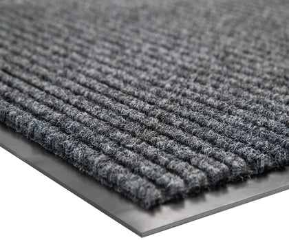 100pointone front door mat on porch with dark grey color traps mud and moisture.