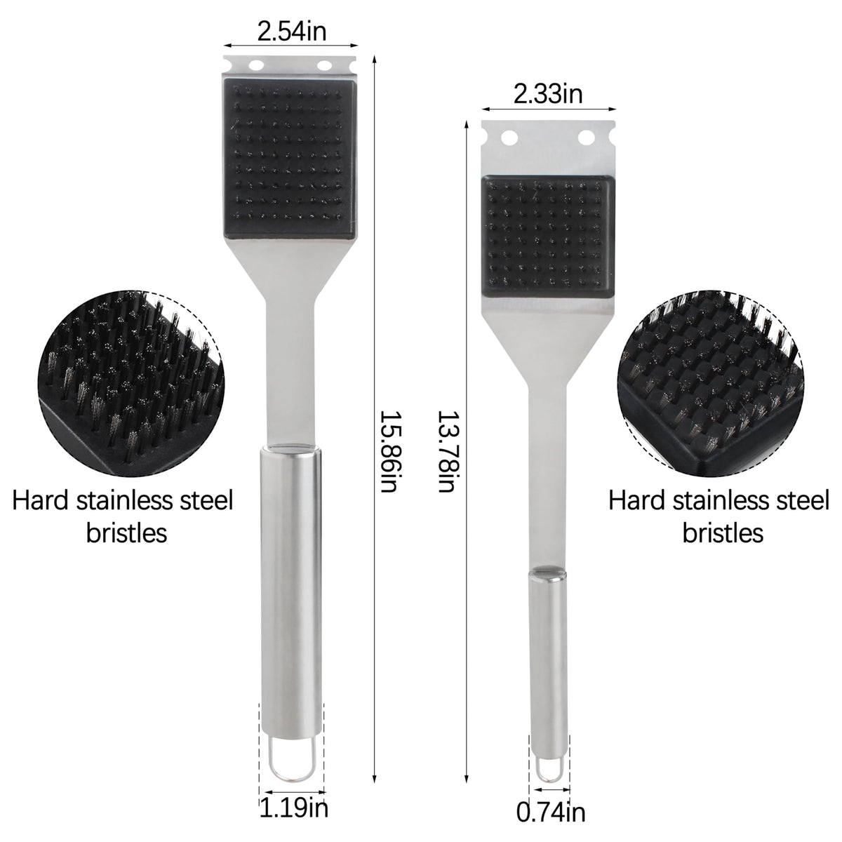 131763310 compact grill brush with 14-inch handle for portable grills and quick cleanups.