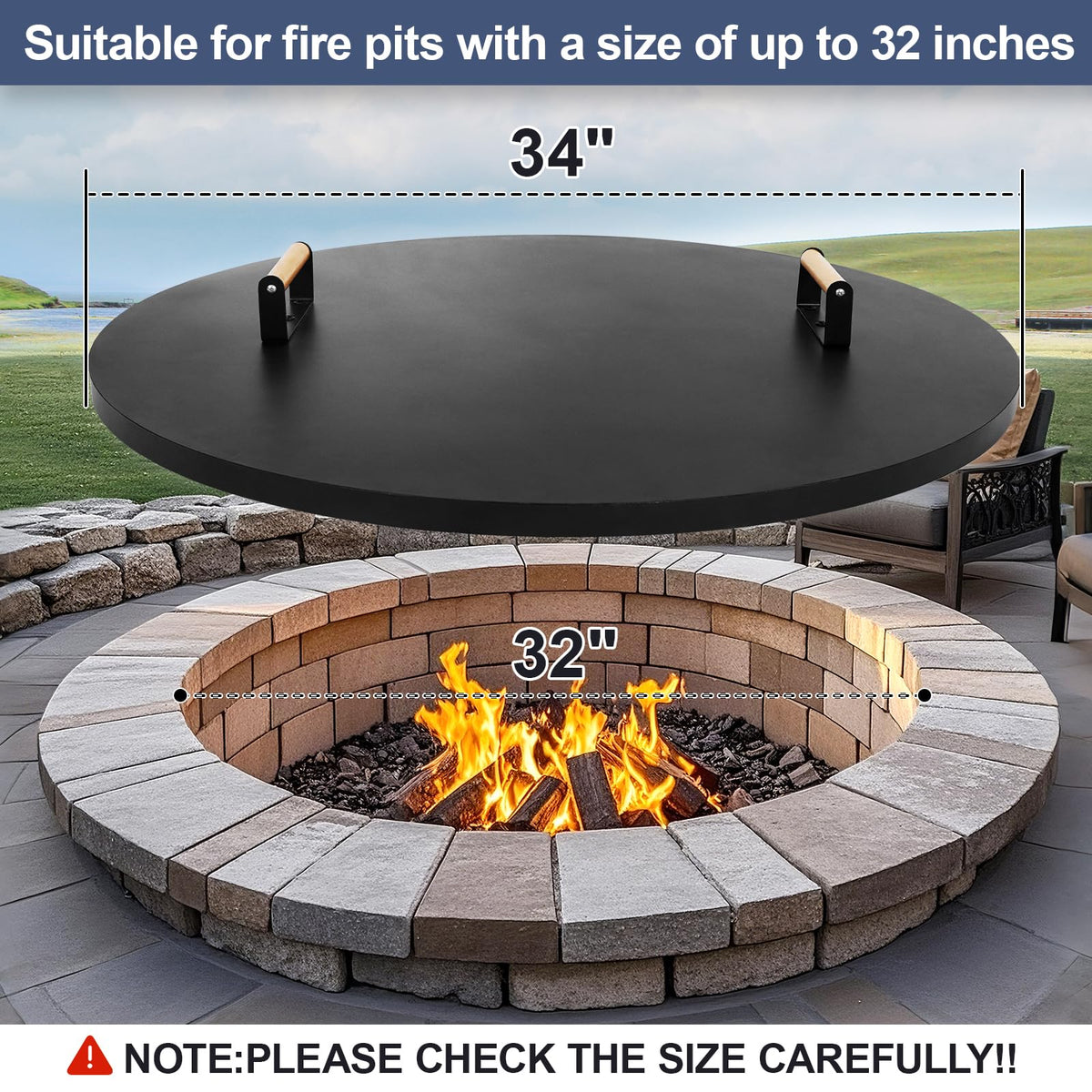 1MORE Fire Pit Lid reinforced edge design enhances durability in harsh weather.