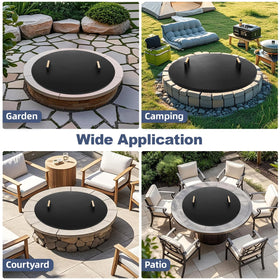 1MORE Fire Pit Lid versatile fit works with round or square pits.