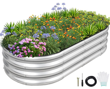 1MORE galvanized raised garden bed 4x2x1ft, durable frame for long-lasting gardening.