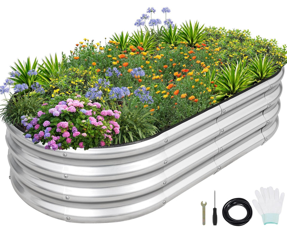1MORE galvanized raised garden bed 4x2x1ft, durable frame for long-lasting gardening.