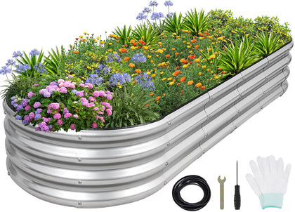1MORE galvanized raised garden bed being assembled with included tools for quick setup
