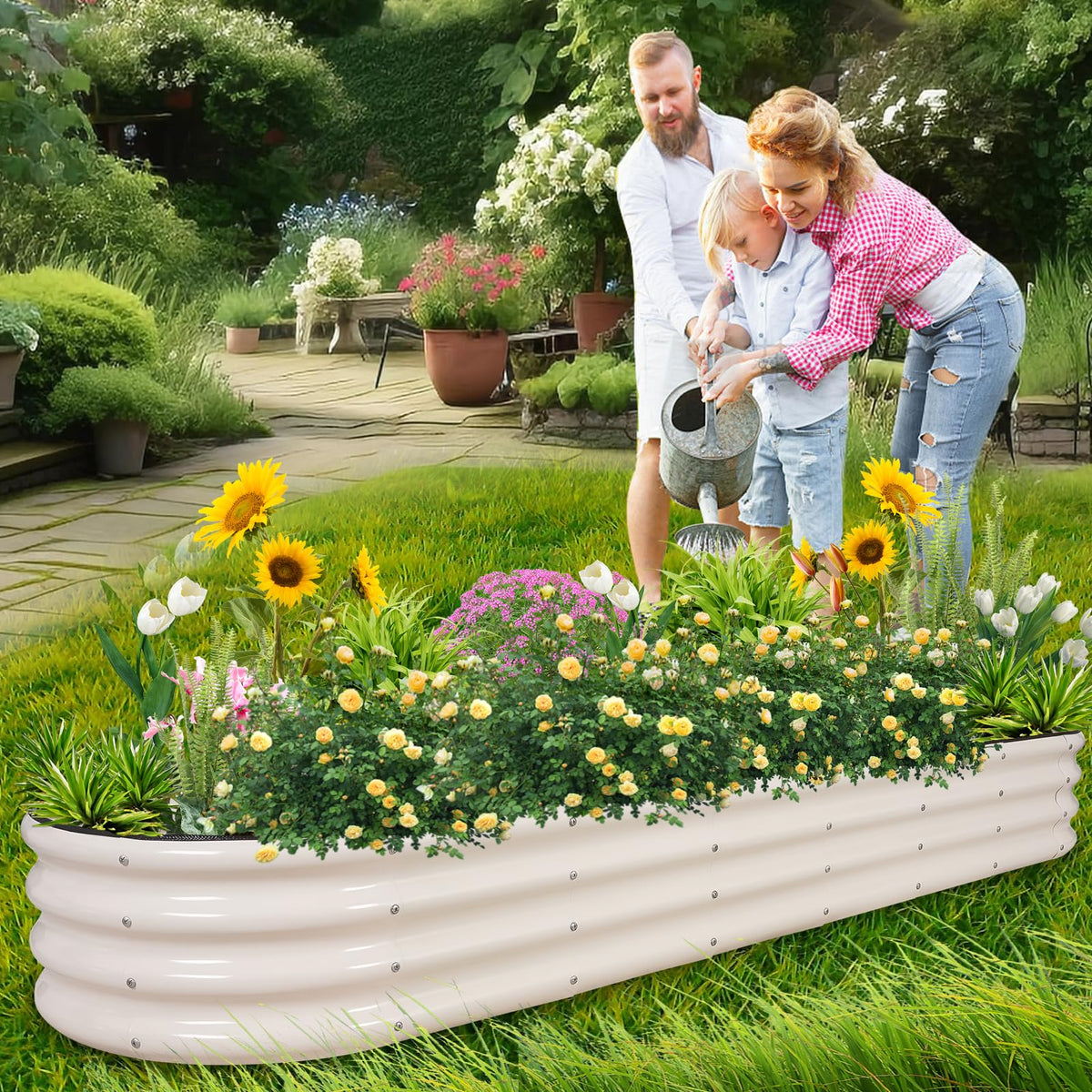 1MORE Galvanized raised garden bed with protective tape demonstrates added durability and edge protection
