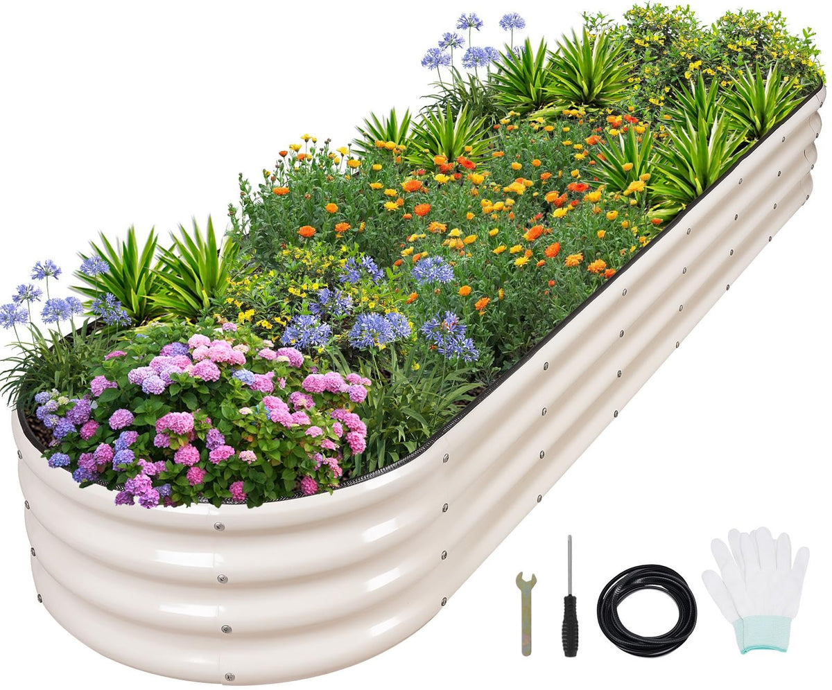 1MORE Galvanized raised garden bed top view highlights durable metal construction for year-round gardening