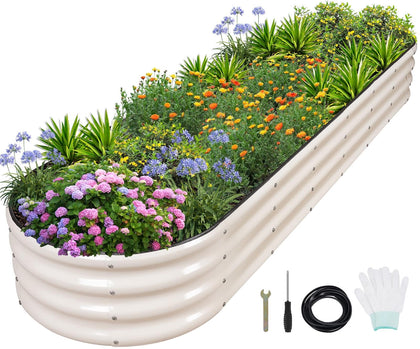 1MORE Galvanized raised garden bed top view highlights durable metal construction for year-round gardening
