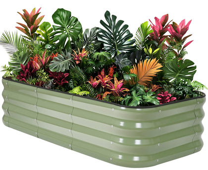 1MORE raised garden bed panel close-up shows durable galvanized coating