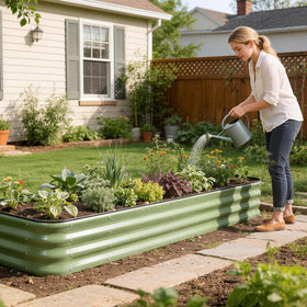 1MORE Raised Garden Bed safety corners highlighting child and pet friendly design