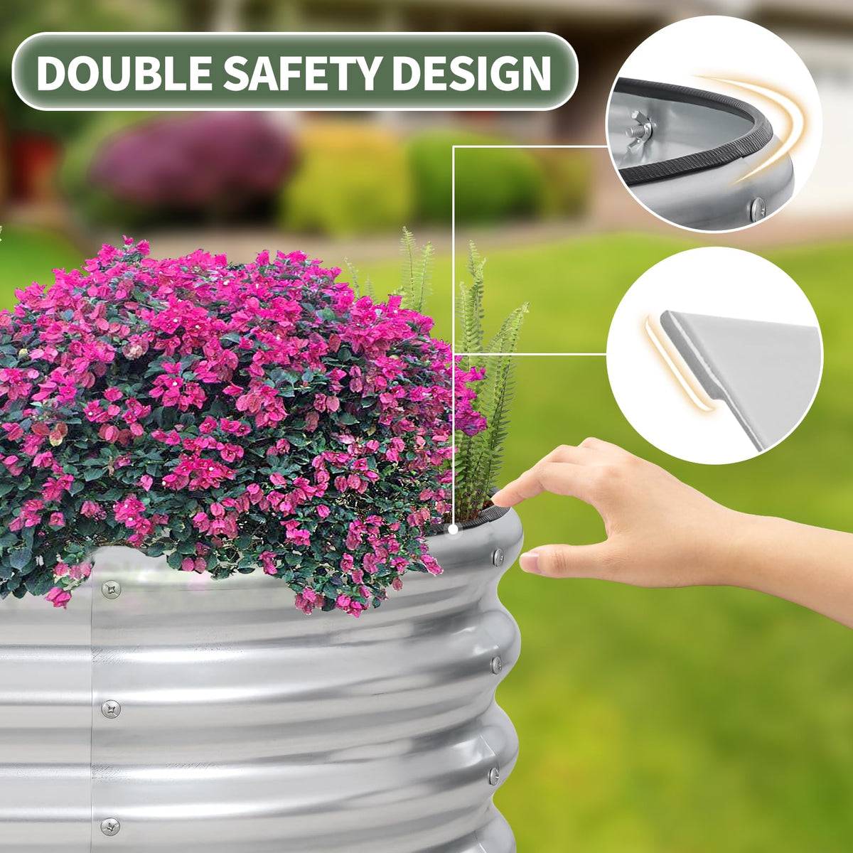 1MORE garden bed safety edge with rubber strips for safer gardening