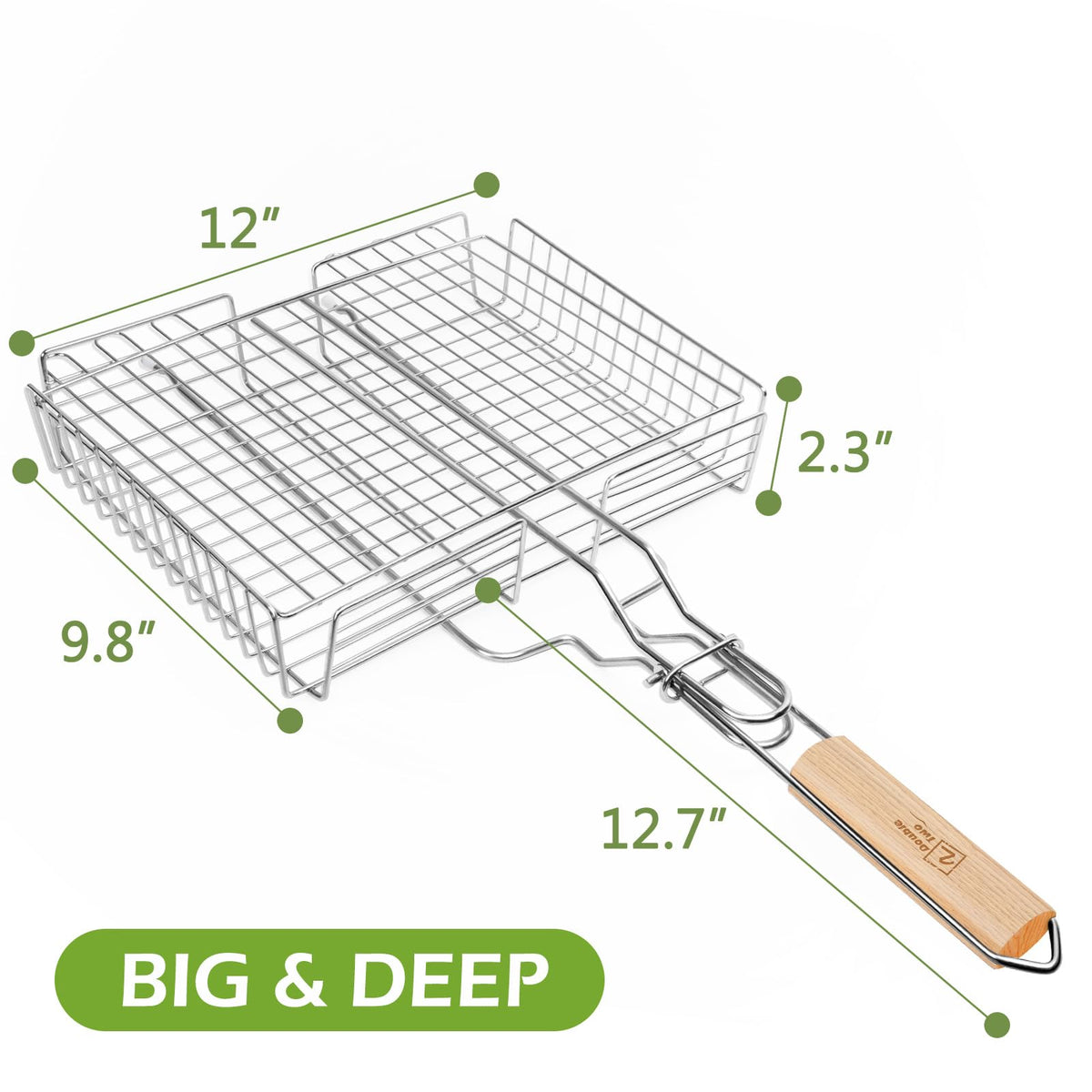 Double Two rustproof stainless steel construction for high-heat grills.