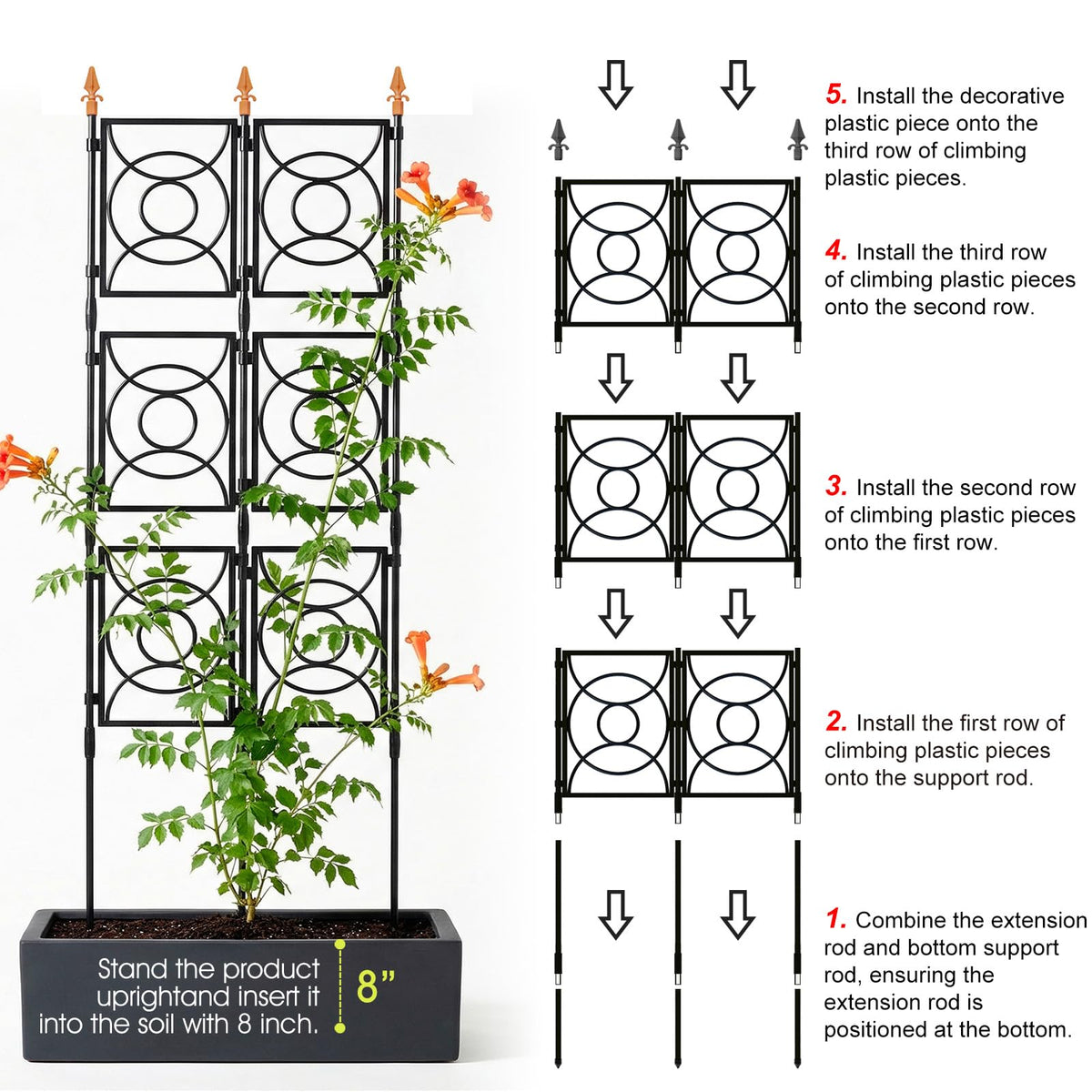 Rust resistant coating on 24 Rifny trellis ensures long lasting beauty