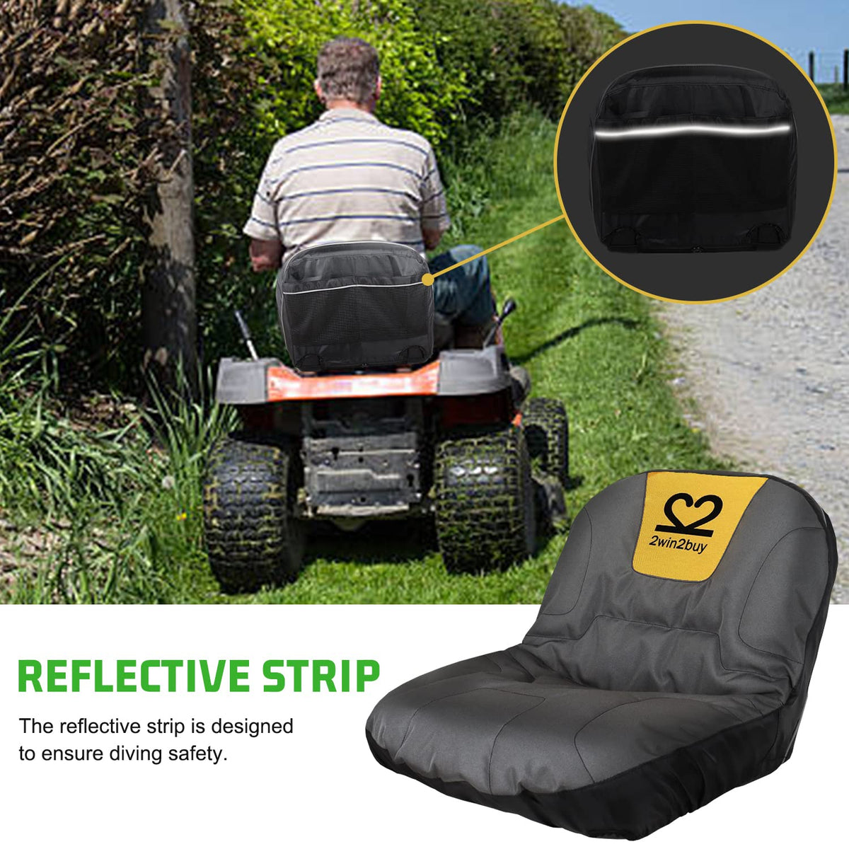 2win2buy lawn mower seat cover non-slip back keeps seat steady