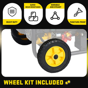 3 BUZZLETT generator wheel kit support leg for stable transport on uneven surfaces.