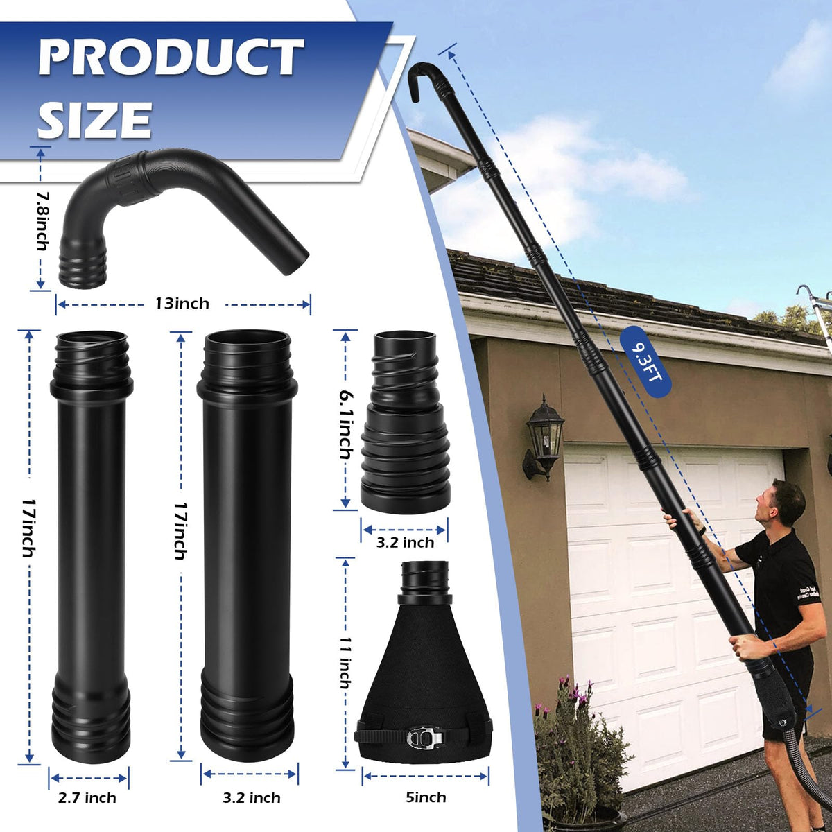 3 BUZZLETT rotatable nozzle 360 degrees for gutter angles
