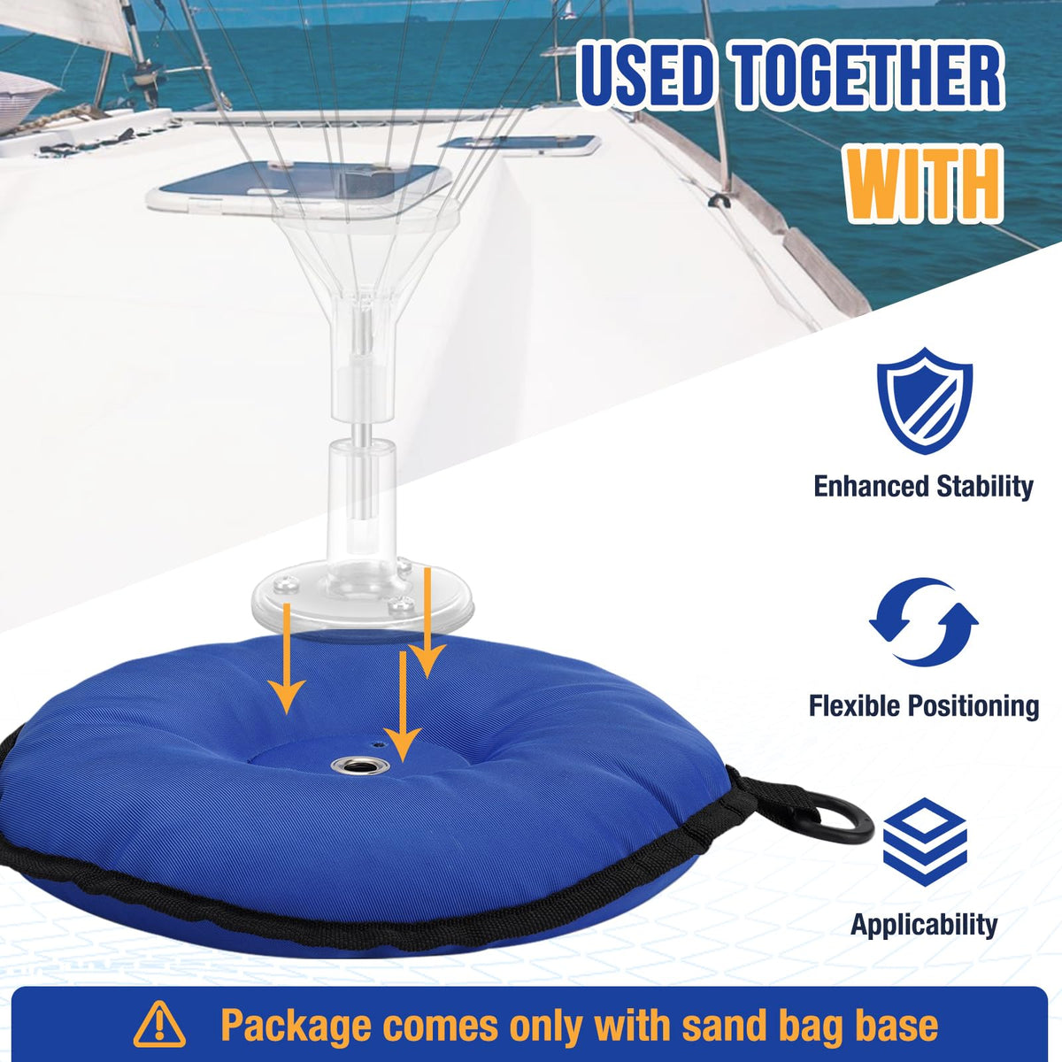 3 BUZZLETT sandbag base includes a side D-ring for extra securing options
