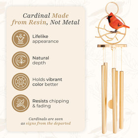 Durable cord and sturdy hook on 3213KeepsakeLane cardinal wind chimes