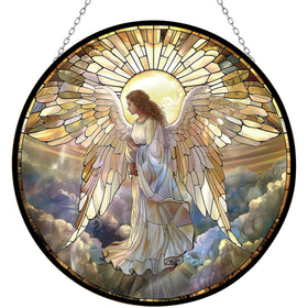 365CUSGIFTS Angel Stained Glass Cat Suncatcher adds vivid color to windows.