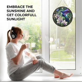 365CUSGIFTS hummingbird suncatcher kitchen decor adds cheerful color with translucent glow.
