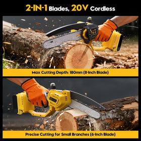 3D VO INN mini chainsaw with 6in bar fits tight spaces for trimming.