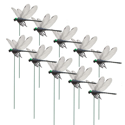 3DVOLTMATE dragonflies large black garden stake with detailed wings for lifelike yard decor