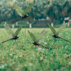 3DVOLTMATE dragonflies large black garden stake lightweight wings dance in breeze