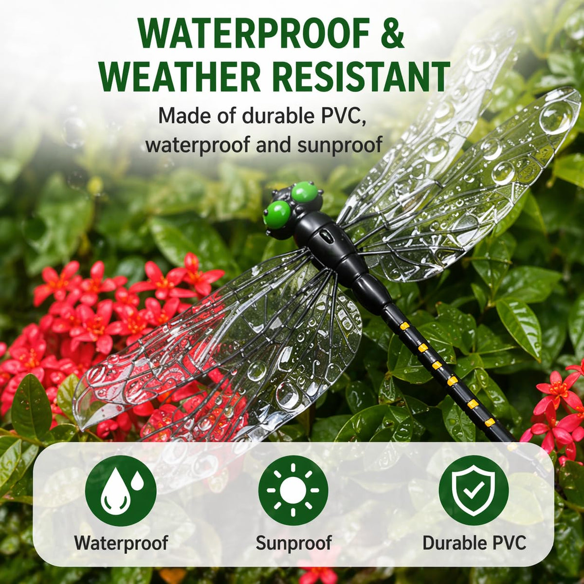 3DVOLTMATE dragonflies large black garden stake transforms patios into inviting spaces