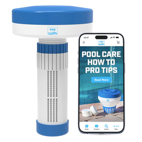 440 Pool Chlorine Floater with penguin lid for easy refills and steady release.
