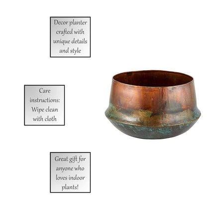 47th & Main rustic finished planter with copper blue patina, a stylish centerpiece for any room.