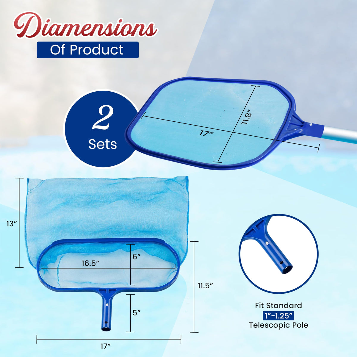 4E's Novelty 17-inch frame fits common poles for quick setup and reliable cleaning.