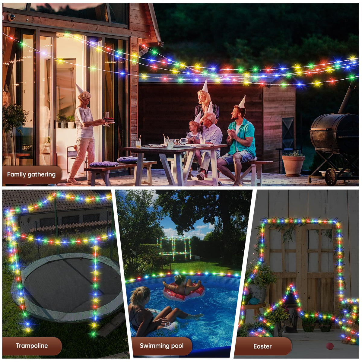 4+ trampoline and yard lighting for safer nighttime play