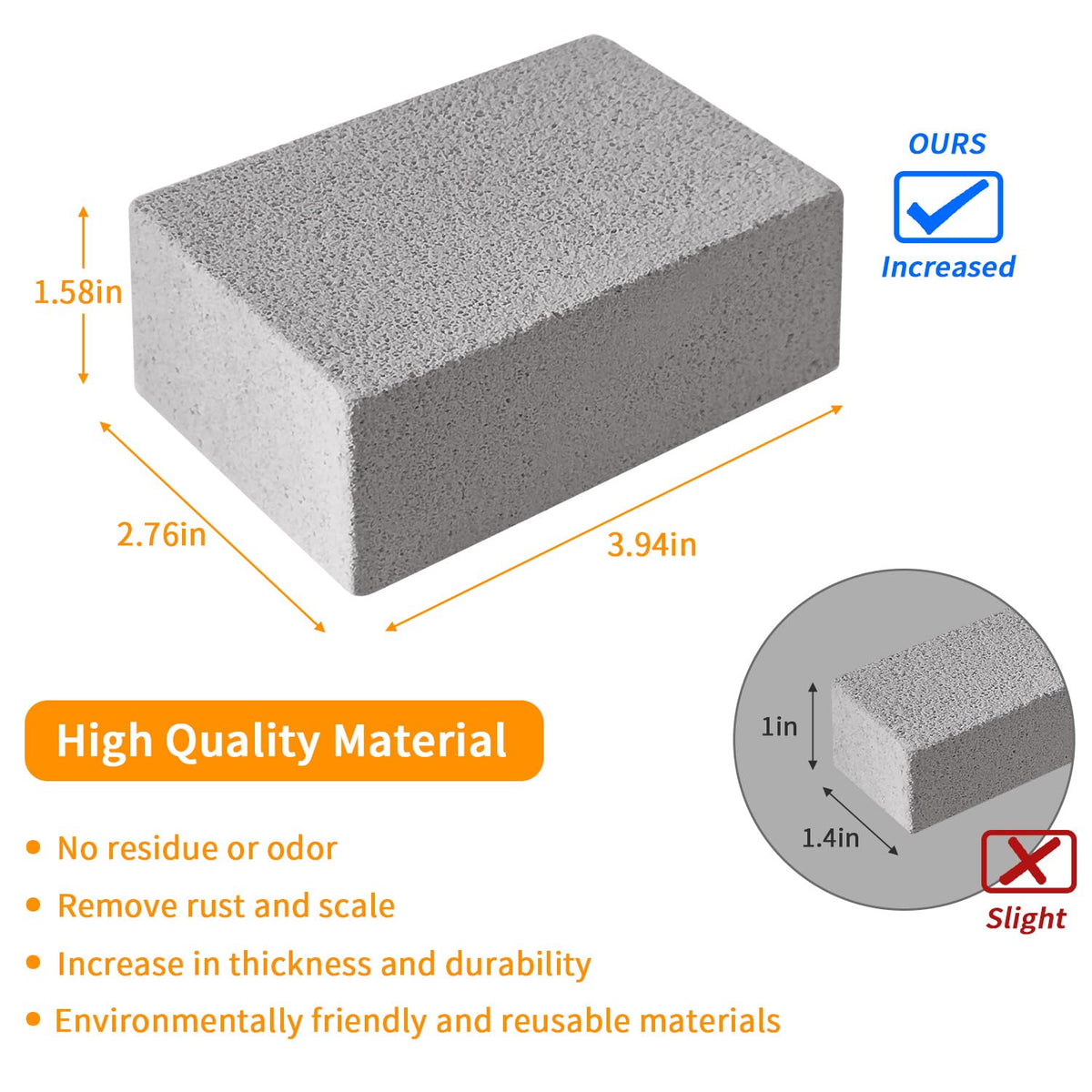 4TH pumice stone heavy duty cleaning brick rugged performance on stubborn stains for grills