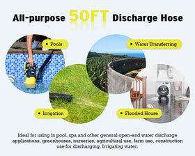 6699 discharge hose 50ft discharging water in outdoor applications.