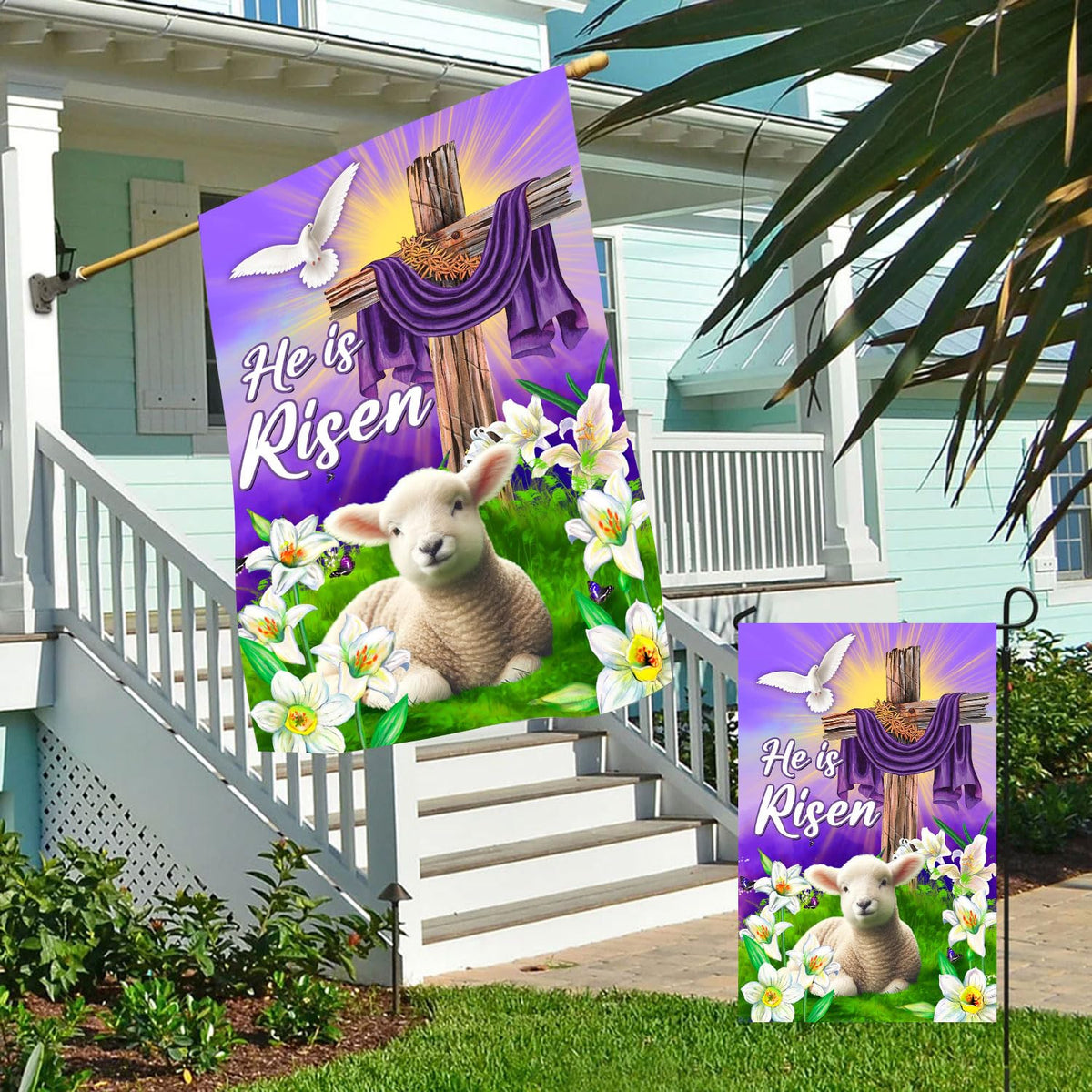 68LDROOTER Easter garden flag 12x18, weather-resistant for seasonal yard decoration
