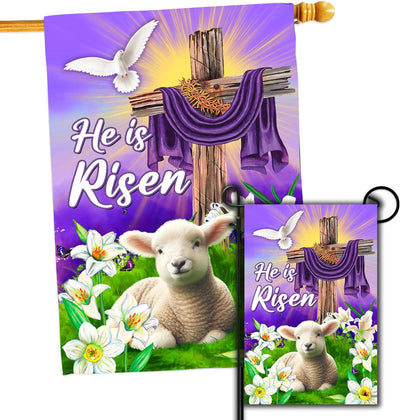 68LDROOTER He Is Risen house flag, double-sided for durable outdoor display