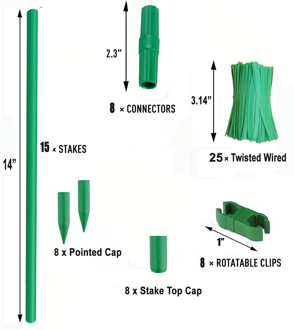 7Queen rotatable clips provide flexible shaping for vines and strong supports.