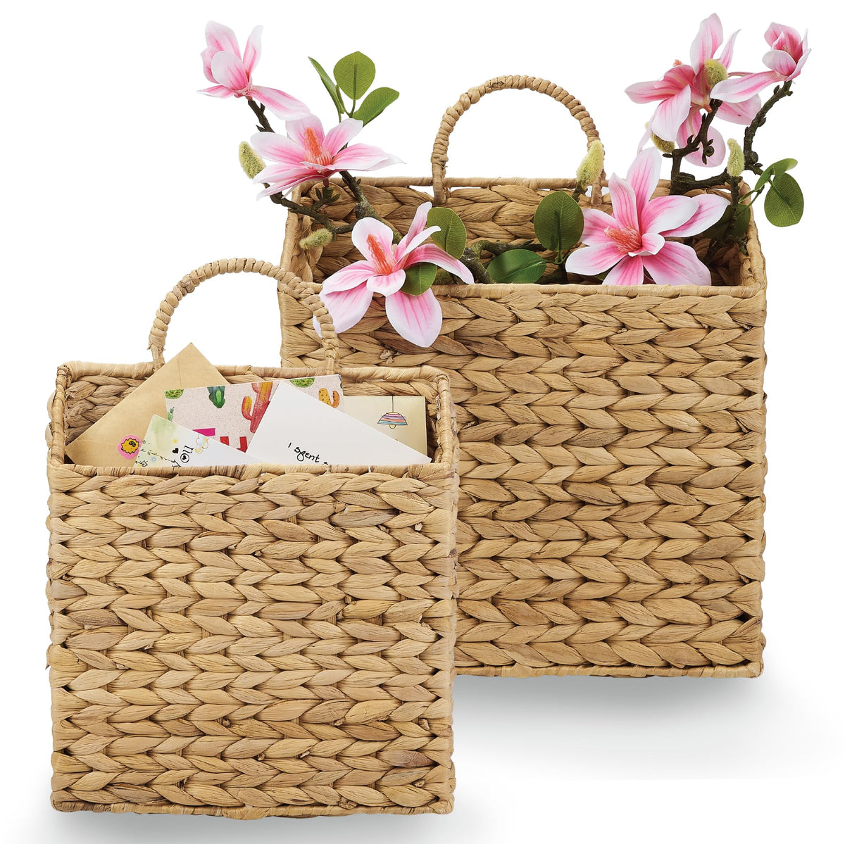 84ECO set2 wicker hanging basket mail catcher keeps mail neatly organized at the entry