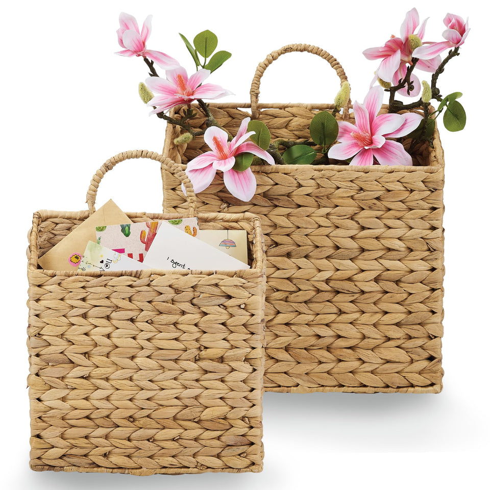 84ECO set2 wicker hanging basket mail catcher keeps mail neatly organized at the entry