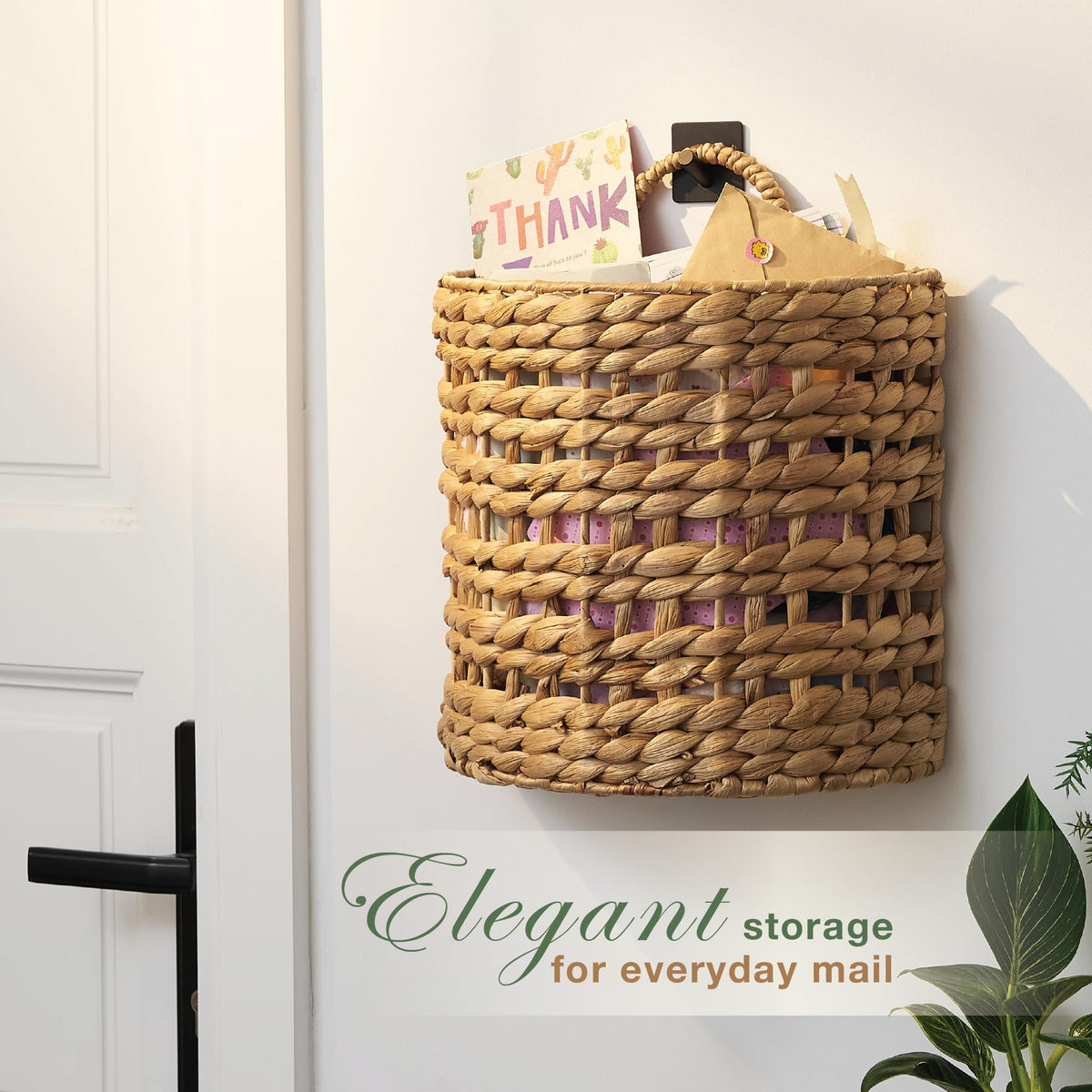 84ECO wicker basket front-door display for fresh or faux blooms and curb appeal