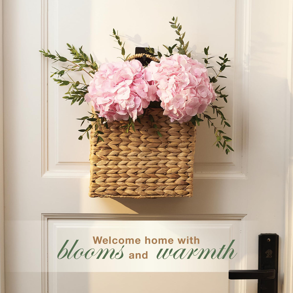 84ECO woven hyacinth wall basket closeup highlights natural craftsmanship