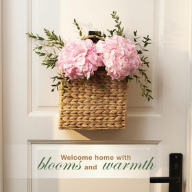 84ECO woven hyacinth wall basket closeup highlights natural craftsmanship